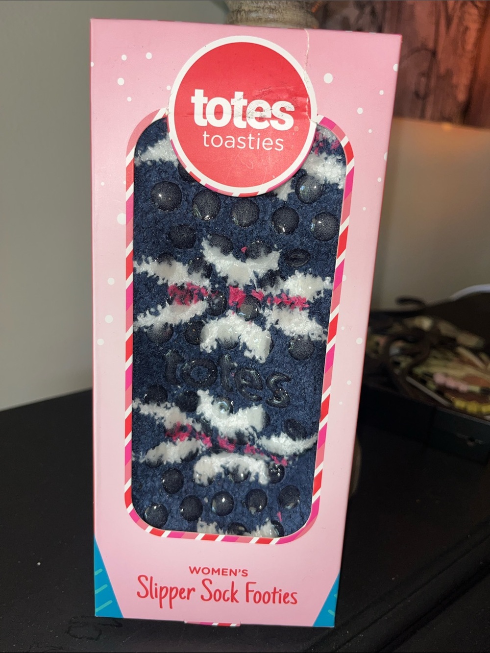 TOTES Toasties NEW Navy Faux-Fur Slipper Sock Footies Women’s One-Size